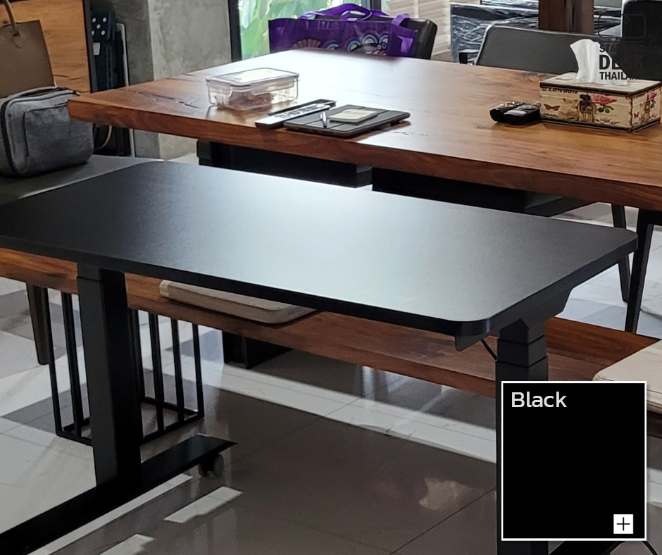 โต๊ะไฟฟ้าปรับระดับไฟฟ้าสีดำ